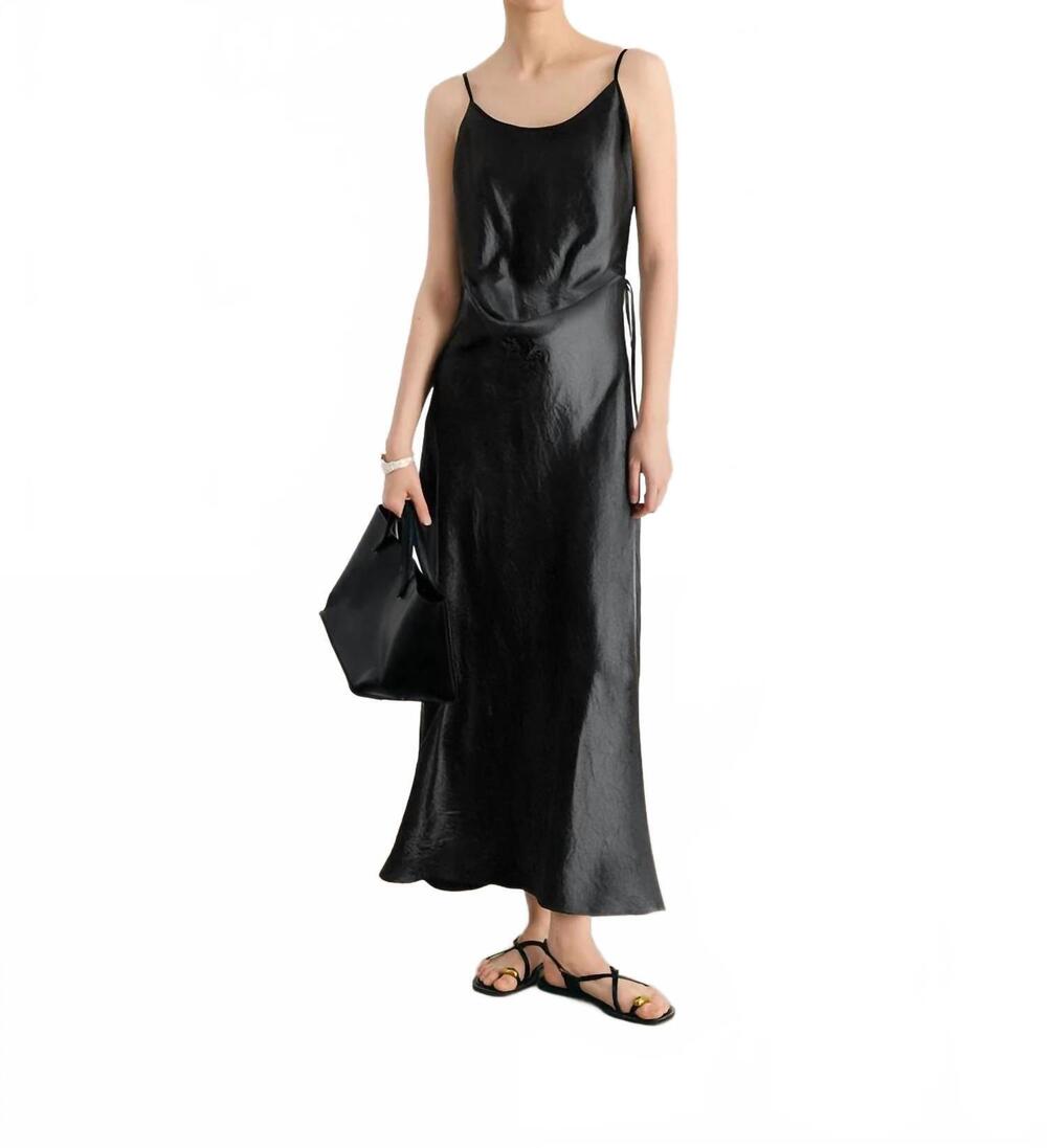 NEW MEILLEUR MOMENT pure acetate slip dress in black